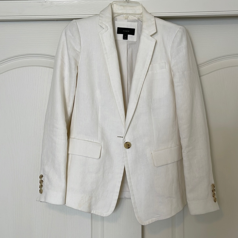 J. Crew White Linen Blazer Women's Size 0